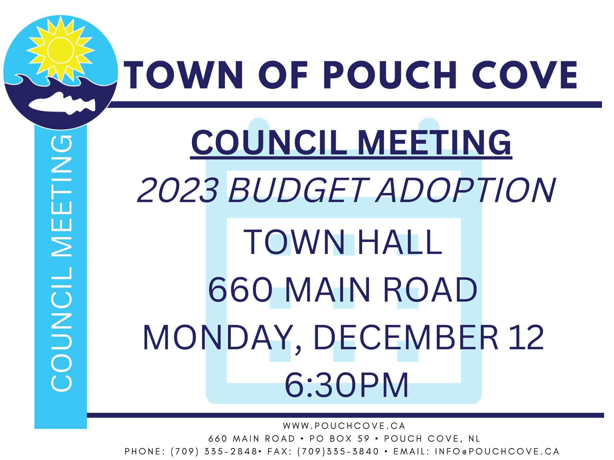 Public Meeting of Council Budget 2023 Pouch Cove